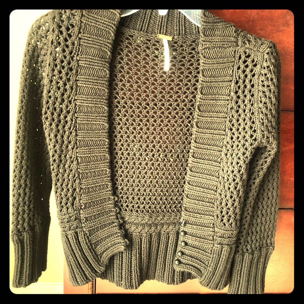 Free People black cropped cardigan sweater